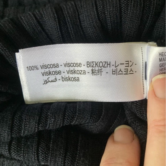 Zara Long Sleeved Collared Ribbed Polo Shirt, size S, Black - Picture 7 of 7